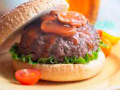 Bison Burgers with BBQ Mushroom Sauce